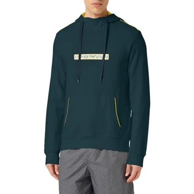 Image of Emporio Armani Men&#039;s Brushed Terry Hooded Sweatshirt, Navy, M UK