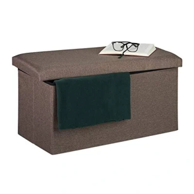 Image of Relaxdays Storage Bench, Fabric Cover, 84 L Capacity, H x W D: approx. 38 76.5 38.5 cm, Dark Grey