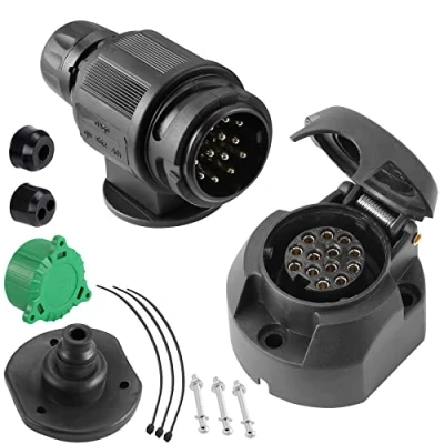 Image of SPARKMOTO 13 Pin Trailer Plug and Socket,12V Socket With Installation Accessories Tow bar Towing For RV Cars Caravan Connector (Short)
