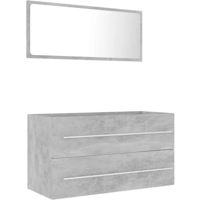 Image of vidaXL 2 Piece Bathroom Furniture Set Concrete Grey Engineered Wood