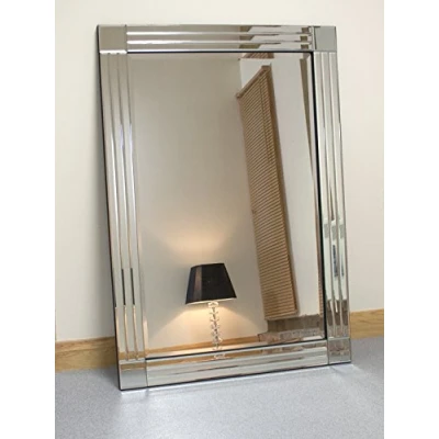 Image of Barcelona Trading Molly Silver Glass Framed Rectangle Bevelled Wall Mirror 48&quot; x 32&quot; Extra Large, YC020 8