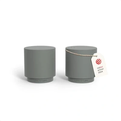 Image of LARS NYSØM Mini Salt and Pepper Shakers Set Stainless Steel with Modern Minimalist Design, Easy Refill, Small Size (Ash Gray)