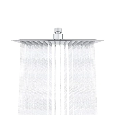 Image of Ibergrif M20297 Rain Shower Head, 10 Inch Square Fixed Showerhead, 304 Stainless Steel Ultra Thin Top Spray Head with 196 Silicone Jets for Bathroom, Chrome