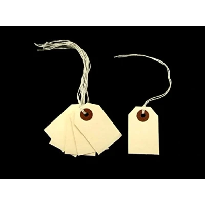 Image of Ivy Cream Manilla Strung Tags 54mm x 29mm Luggage Labels Tickets Tie On String (100 Pack)
