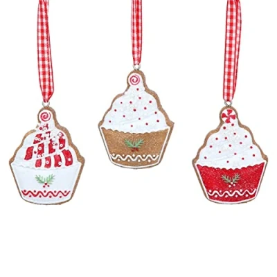 Image of Gisela Graham Christmas Tree Decoration Resin Gingerbread Cupcake One Supplied