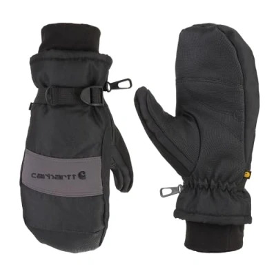 Image of Carhartt Men&#039;s Wp Waterproof Insulated Mitt Cold Weather Gloves, Black/Grey, M UK