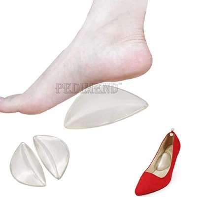 Image of Shoe Transparent Adhesive Arch Pad &amp; Support Insoles by Pedimend Fits for Flat Feet, Plantar Fasciitis Orthotic Pads, Gel Foot Wedge Insert (3 Pair, Pads)