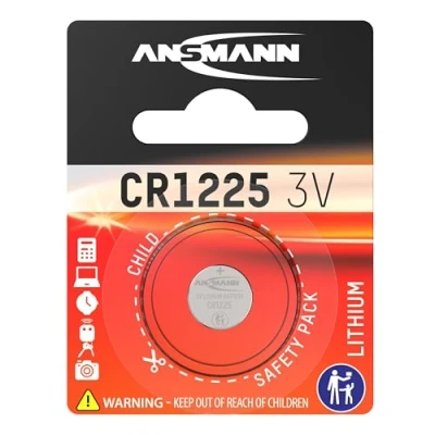 Image of Ansmann 1516 0008 CR1225 Coin Battery [Pack of 1] Lithium 3V Button Cell Ideal For Keyless Car Alarms, Glucometer, Camera, Thermometer, Calculator, Computer Equipment, Toys, Electronic Watches, and Card Radios