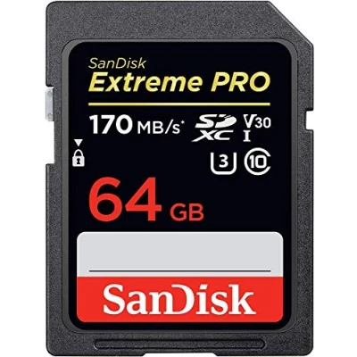 Image of SanDisk Extreme PRO 64GB SDXC Memory Card up to 170MB/s, UHS 1, Class 10, U3, V30, Black