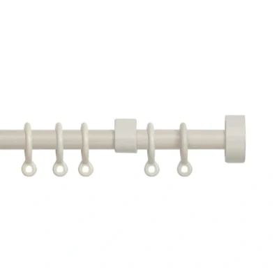 Image of eXtreme Cream Curtain Pole for Patio, Living Room, Bedroom, &amp; Bathroom 120 to 210cm Extendable Includes Finials, Rings, Brackets Durable, Anti Rust, and Wear Resistant Rod