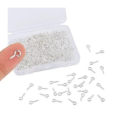 Image of Bessy shop Screw Eye Pins Hooks,300 PCS Small Eyelets Threaded for Jewelry Making Findings DIY Crafts, 5 x 10mm (Sliver)