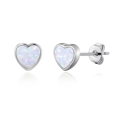 Image of Philip Jones Synthetic White Opal Heart Stud Earrings