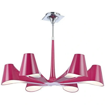 Image of Ora Telescopic Convertible To Semi Flush 6 Light E27, Gloss Purple/Polished Chrome