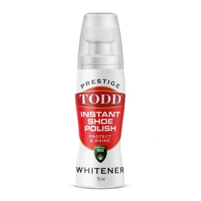 Image of TODD PRESTIGE Premium Sneaker and Shoe Whitener 75ml Super White Colour Restorer for Sneaker, Trainers, Canvas &amp; Leather Shoes Bottle with Sponge