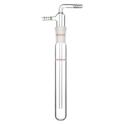 Image of stonylab Glass Vacuum Cold Trap Bubbler with 10mm Serrated Hose, Borosilicate Lab Traps 24/40 Standard Joint, 200mm in Length