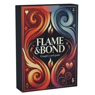 Image of JB UK Flame and Bond Couples Card Game Spicy Dares &amp; Questions for Romantic Fun Date Night, Boyfriend, Girlfriend, Husband, Wife Ideal Anniversaries, Valentine’s Day