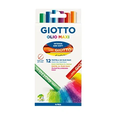 Image of GIOTTO Olio Maxi Oil Pastel Set for Children, 12 Assorted Colours, Large Kids Artist Pastels, Ideal Home and Schools