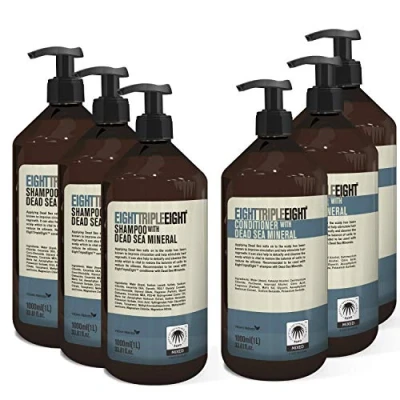 Image of Eight Triple Dead Sea Mineral Hair Care Set 3x Shampoo &amp; Conditioner 1 Litre