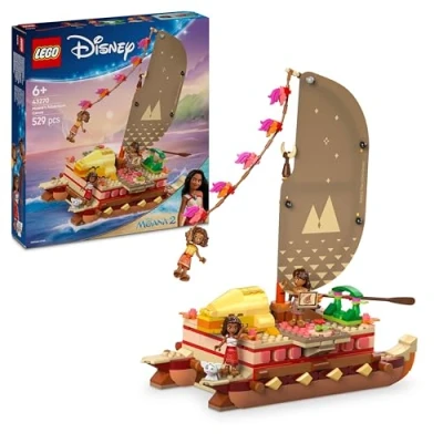 Image of LEGO ǀ Disney Princess Moana’s Adventure Canoe Building Toy for 6 Plus Year Old Girls &amp; Boys, Set Includes a Boat and 4 Character Minidoll Figures, Kids&#039; Birthday Gift Idea 43270