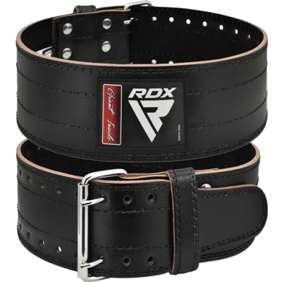 Image of RDX Weight Lifting Belt for Men Women, IPL USPA Approved, 6mm Thick 100% Leather, 4 Powerlifting Back Support, Squat Deadlift Bodybuilding Exercise Fitness Gym Workout Strength Training up to 700 LBS