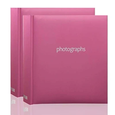Image of Arpan 2 x Photo Album 200 6 4&#039;&#039; / 15 10 cm Photos Slip in Picture CD/DVD Pocket Memo Writing Area Gifting (Pastel Pink)