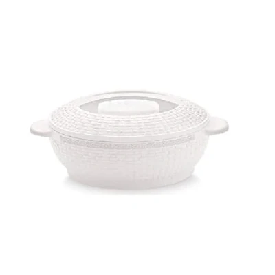 Image of Insulated Hot Pot Casserole Food Serving Dish with Lid, Double Wall. Stainless Steel 17 cm Diameter (White 4 Deep 1500ml)