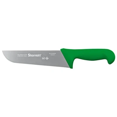 Image of Starrett Professional Butchers Knife BKG203 8 Wide straight Inch Ultra Sharp Sanitized Steel Blade Green Handle Kitchen Chef&#039;s