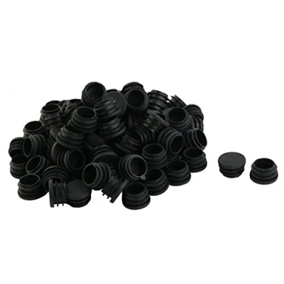 Image of sourcing map Plastic Round Blanking End Caps Pipe Tube Insert 25mm Dia 100Pcs Black
