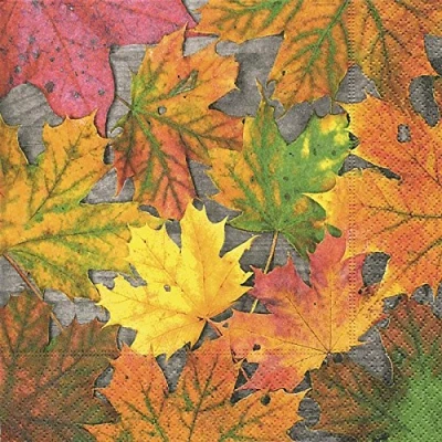 Image of Napkins With Red/Brown Autumn Leaves Design, 33 x cm, Pack of 20
