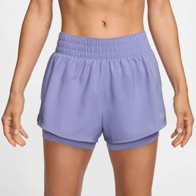 Image of Nike Women&#039;s One Dri Fit Mid Rise 2 in 1 3 Inch Running Shorts Lilac Ice