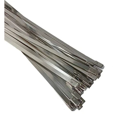 Image of Premium Stainless Steel Cable Ties, SS304 Zip Metal Exhaust Wrap Self Locking Marine Grade Tie Wraps (20, 4.6x400mm)