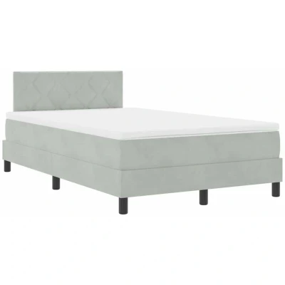 Image of vidaXL Box Spring Bed with Mattress &amp; LED Light Grey 120x200 cm Velvet