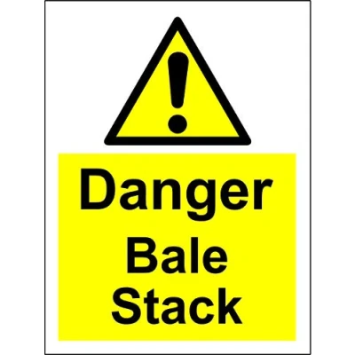 Image of Danger bale stack safety sign 1.2mm Rigid plastic 300mm x 200mm