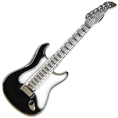 Image of Electric Guitar Enamel Pin Badge Black &amp; White 1 x 4cm