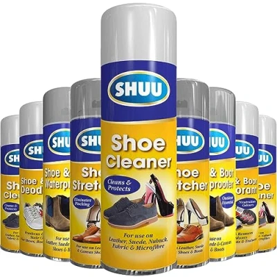 Image of 1 x Shuu Shoe Cleaner Aerosol Sray Paint 300ml Trainer Boot Spray Fabric Leather Suede Nubuck Walking