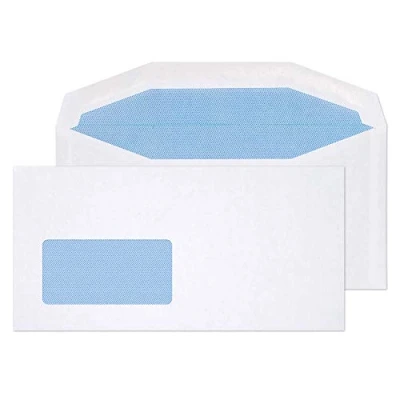 Image of Blake Purely Everyday DL+ 114 x 229 mm 80gsm Mailer Gummed Low Window Envelopes (3504) White Pack of 1000
