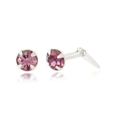 Image of Sterling silver 3mm round light amethyst crystal Andralok stud earrings/Gift box