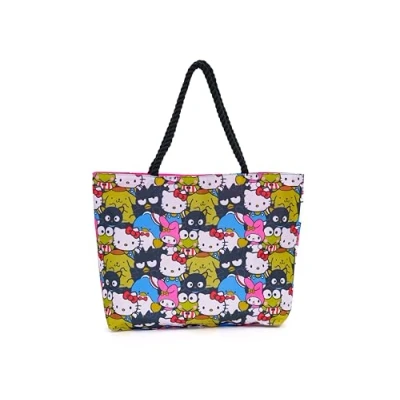 Image of Hello Kitty and Friends Tote My Melody Keroppi Chococat Tuxedo Sam Print Bag