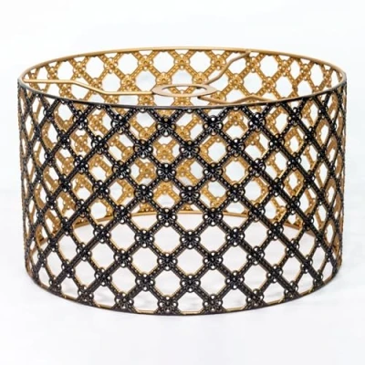 Image of Pendant Light Shades,Metal Drum lamp Shades Table Shades,Hollow Carved Design Replacement lampshades (Black gold3)