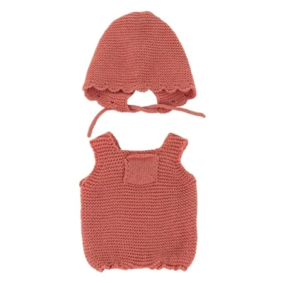 Image of Miniland Recycled Knitwear Set for 32 cm Dolls Blue Romper and Hat