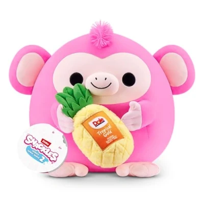 Image of Snackles Series 2 Wave 2, Snack Swap, Monkey, 35 cm by ZURU Cuddly Squishy Comfort Plush with License Brand Accessory (Monkey, Dole Pineapple)