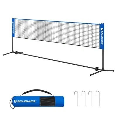 Image of SONGMICS SYQ500V2 5 m Badminton Net, Volleyball Adjustable Poles in Height, Portable Set for Tennis, Beach Volleyball, Garden, Park, Outdoor, Blue