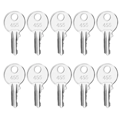Image of OTOTEC 10PCS Ignition Starter Keys 455 Replacement Compatible with Forklift Lifts Electric Switches Heavy Equipment Accessories