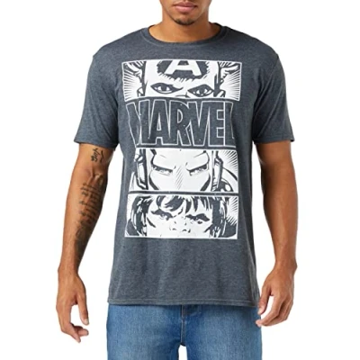 Image of Marvel Men&#039;s Hero Eyes Light T Shirt, Dark Heather, XXL UK