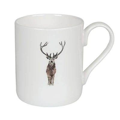 Image of Sophie Allport Highland Stag Solo Mug, Fine Bone China, Gift Box, Dishwasher Safe (Standard Size 275ml)