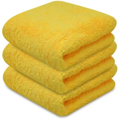 Image of Towelogy® Super Absorbent Microfibre Cloth Absorbs Over 10x its Weight in Water Sponge Like Absorbency Multipurpose Scratch Free Cleaning for Household Use (Yellow)