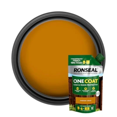 Image of Ronseal One Coat Shed and Fence Protector Refill Pouch Harvest Gold 950ml