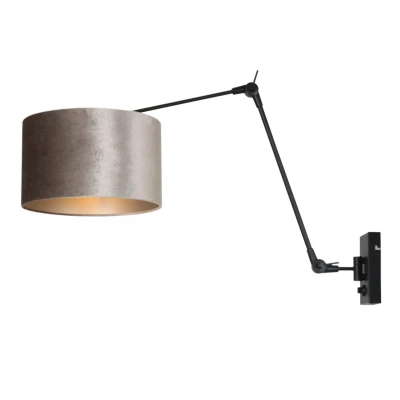 Image of Prestige Chic Wall Lamp with Shade Matt Black, Linen White