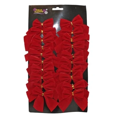 Image of Widdle Gifts Red Velvet Bows Christmas Tree Decoration, Present, Crafting or Wreath Decoration. (20 Pack 8cm 6406)