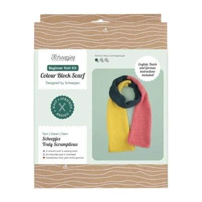 Image of Scheepjes Beginner Colour Block Scarf Knitting Kit 1 Set